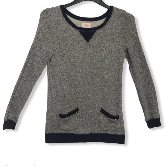 Quicksilver Sweater Top Pullover Heather Gray Navy Pocket Details size XS - Picture 6 of 16